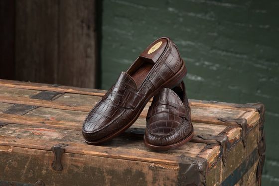Pinch Penny Loafers - Chocolate Burnished Alligator, view 4