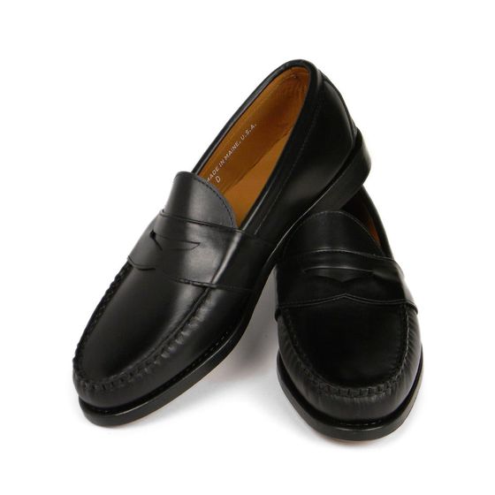 Stitchline Penny Loafers - Black Calf