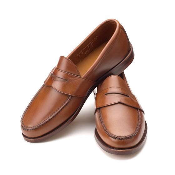 Stitchline Penny Loafers - Tan Calf